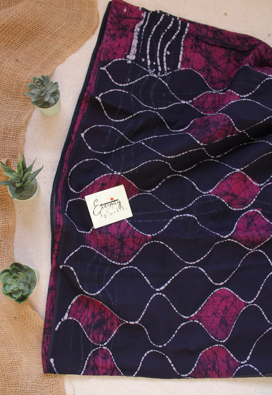 Purple Batik Cotton Saree - Eternity by Sakshi