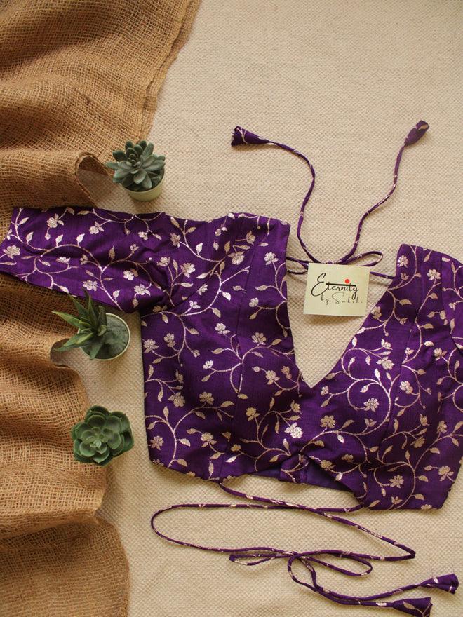 Purple + Yellow (Brocade) (Combo Blouse) - Eternity by Sakshi