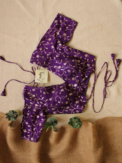Purple brocade saree blouse for women