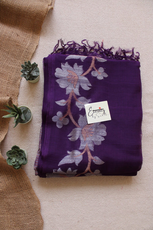Purple Muslin Silk Saree - Eternity by Sakshi