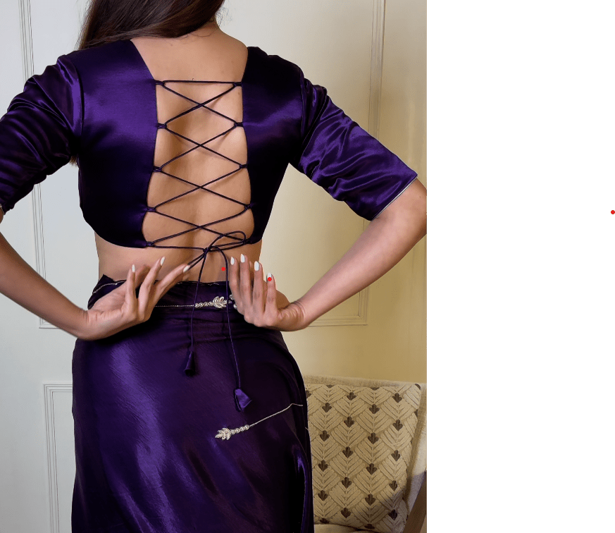 Purple Modal Handwork Saree + Heer Purple Backless Blouse Combo - Eternity by Sakshi