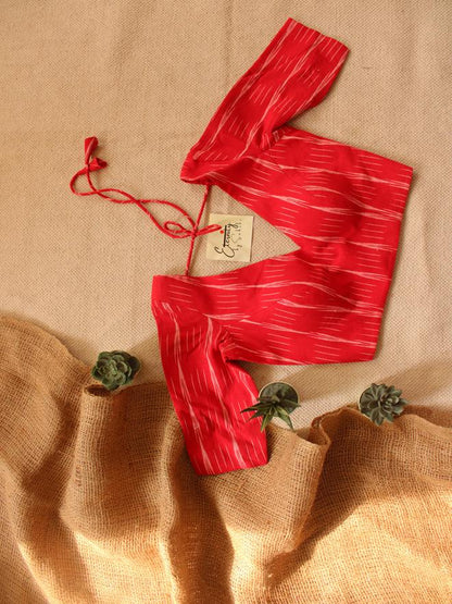 Red Ikat Blouse - Eternity by Sakshi