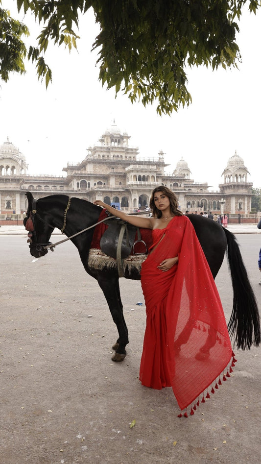 RED TARA SAREE - Eternity by Sakshi