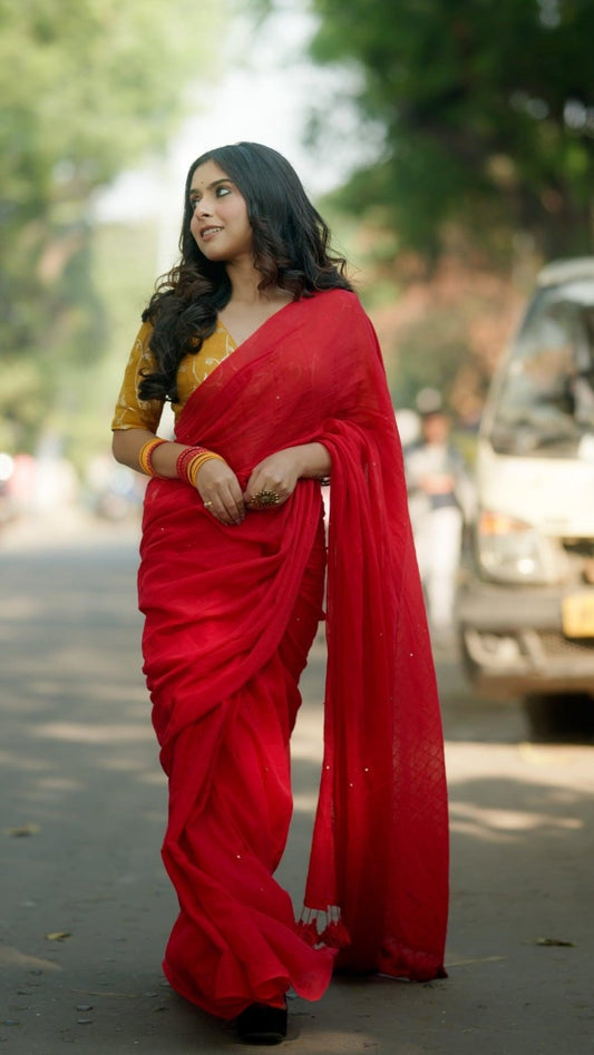 RED TARA SAREE - Eternity by Sakshi