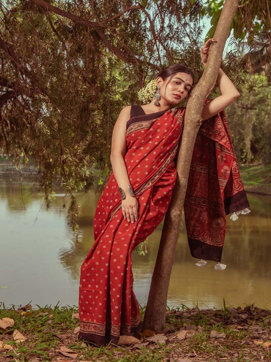 Rust Malang Saree - Eternity by Sakshi