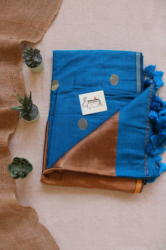 Sea Blue Polka Saree - Eternity by Sakshi