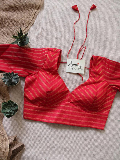 Kangana Linen Saree + Surkh Red Blouse Combo - Eternity by Sakshi