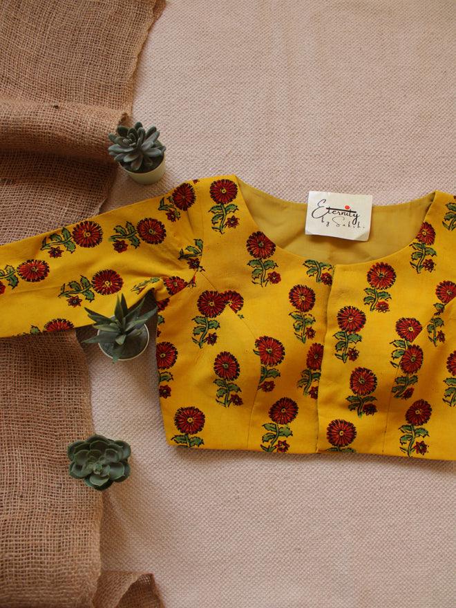 Yellow Ajrakh Blouse - Eternity by Sakshi