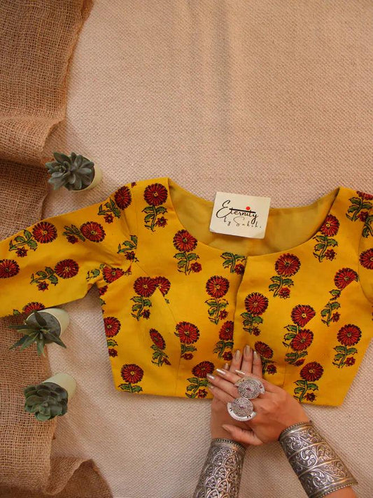 Yellow Ajrakh Blouse - Eternity by Sakshi