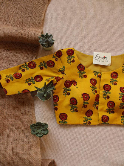 Yellow Ajrakh Blouse - Eternity by Sakshi