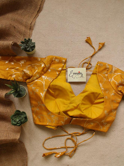 Purple + Yellow (Brocade) (Combo Blouse) - Eternity by Sakshi