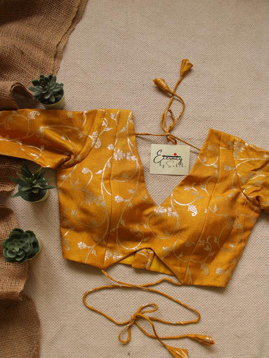 Purple + Yellow (Brocade) (Combo Blouse) - Eternity by Sakshi