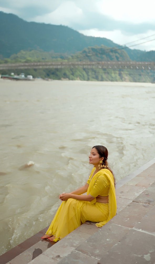 Yellow Pearl Saree - Eternity by Sakshi