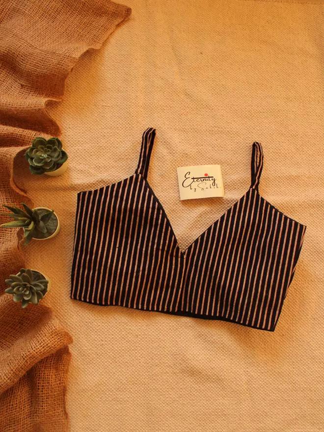 Black Breezy Saree + Zebra Blouse Combo - Eternity by Sakshi