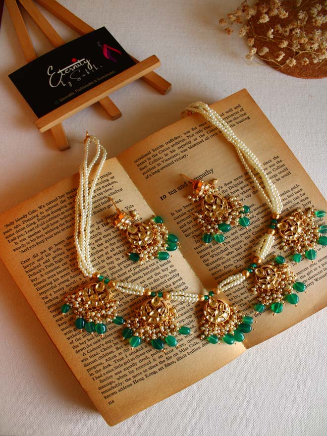 Traditional Green Kundan Bridal Jewellery Necklace set