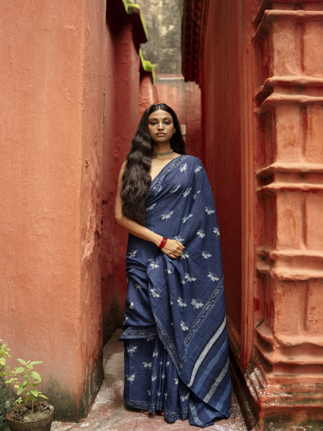 Handcrafted Cotton Hand Print Multicolor Saree – Inheritanceindia
