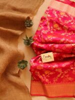 Pink Handwoven Minakari Silk Banarasi Saree