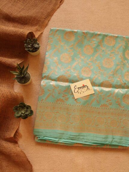 Aqua Blue Handwoven Silk Banarasi Saree