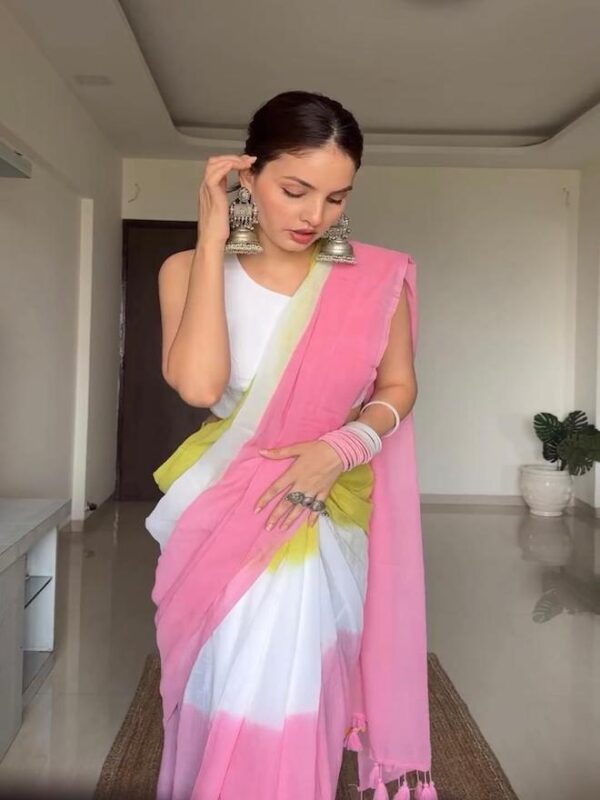 PINK TIE AND DYE SAREE